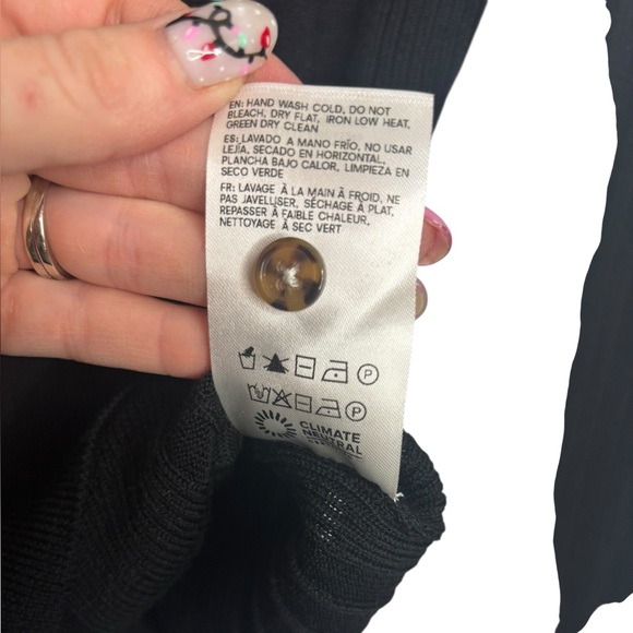 REFORMATION Hermia Regenerative Merino Polo In Black Size XS Ribbed Tight Fit - Picture 8 of 11